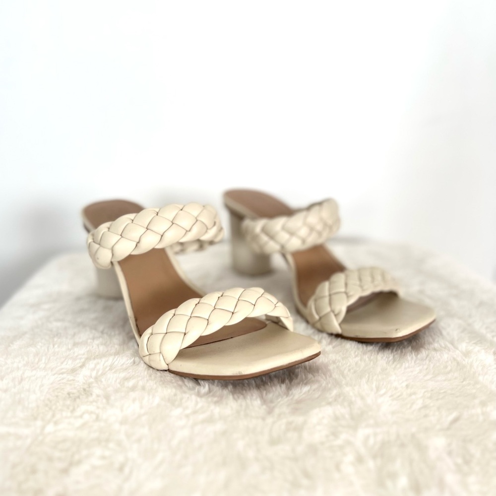 White Braided Strap Heels